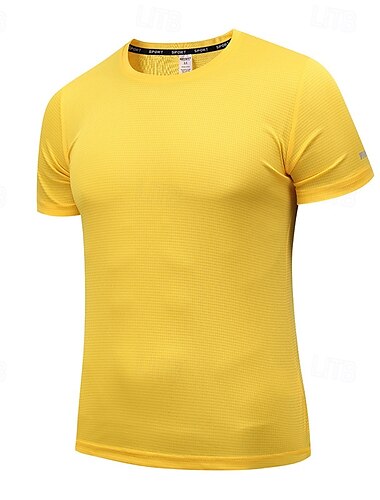  Herre Performance skjorte Sport-T-shirt Kortærmet Rund hals Toppe Udendørs Hurtigtørrende Svedreducerende lugtdæmpende Åndbart Polyester Sort Hvid Gul Tennis Golf Løb