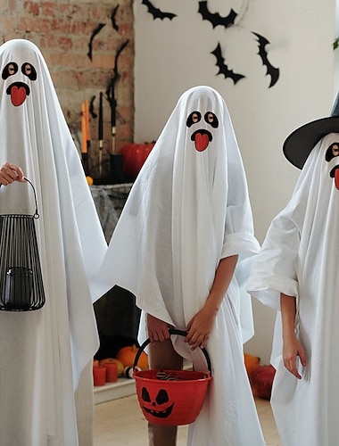  Hvitt ark spøkelse Halloween Kappe Kostume Skummelt Skremmende kostyme Barne Voksne Unisex Halloween Karneval Ytelse Fest Enkle Halloween-kostymer Kle deg opp