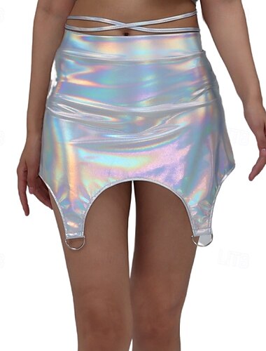  Rétro Vintage Années 1980 Jupe Disco Couleur Unie Femmes Costume de Carnaval Halloween Carnaval Défilé de la Fierté Mois des Fiertés Adulte Jupes