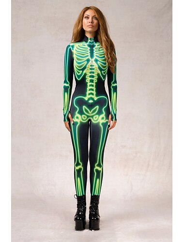  schedel skelet bodysuit halloween groep koppels kostuums full body catsuit griezelig kostuum mannen vrouwen jongens kinderen volwassenen optreden feest club halloween carnaval dag van de doden
