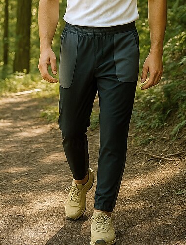  Homme Pantalons de randonnée Pantalon de Pluie de Randonnée Patchwork Extérieur Coupe régulière Imperméable Coupe-vent Léger Bas Avec Poches Taille Élastique Noir Vert Camping / Randonnée Course M L