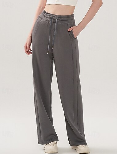  Damen Jogginghose Hose mit weitem Bein Jogginghosen Tasche Kordelzug Hohe Taille Unterteile Athleisure Fitnessstudio Trainieren Herbst Baumwolle Elastisch Atmungsaktiv Fitnesstraining Outdoor