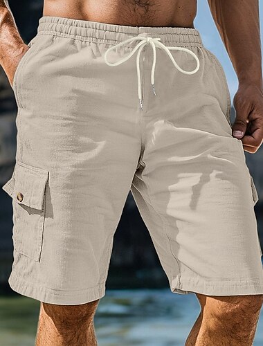  Herren Cargo-Shorts Cordhose Sweat-Shorts Shorts Bermudashorts Elastischer Bund Einfach Komfort Sport Knielang Outdoor Yoga Lässig Urlaub Ethno-Stil Schwarz Weiß Unelastisch