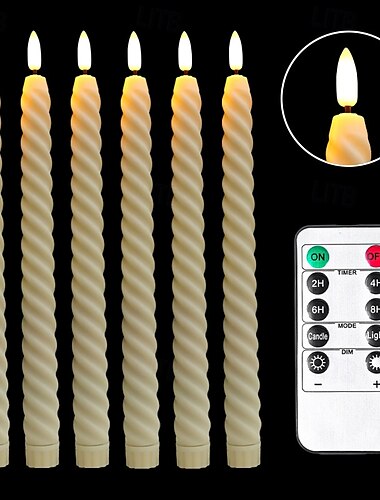  6 db 25,5 cm-es halloween karácsonyi forgó menetes led hosszú rúd szimulációs elektronikus gyertyafény beltéri és kültéri éttermi parti esküvői hangulatú dekoratív lámpa aaa elemes távirányítóval