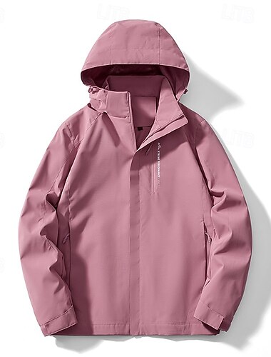  女性用 ウィンドブレーカー ソフトシェルジャケット ハイキング ジャケット アウトドア 防水 防風 ハイキングの服装 ハイキングウェア 春 秋 トップス キャンプ / ハイキング / ケイビング ランニング パッチワーク 濃いピンク ホワイト ピンク