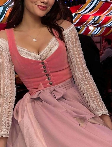  Oktoberfest Vestito Dirndl Cameriera Bavarese Tedesco Monaco di Baviera Prati Per donna Feste Festa della birra Panno in stile tradizionale Senza camicetta