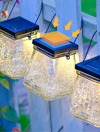  solární závěsná lampa na praskliny, venkovní zahradní nádvoří, krajinářská lampa, solární čtvercová skleněná stolní lampa 1 ks.
