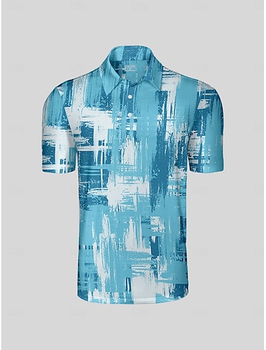  Homens Camisa polo de caminhada Azul Manga Curta Blusas Roupas de golfe, roupas, roupas, roupas
