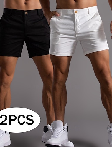  男性用 ショーツ チノパンツ バミューダショーツ ビーチショーツ ワークショーツ ポケット 平織り 履き心地よい ショート アウトドア カジュアル 日常 旅行度假风 スタイリッシュ ブラック+ネイビーブルー ダークグレー＋ブラック