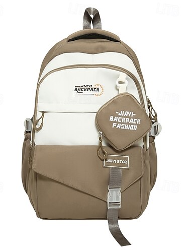  Black and White Teen Backpack with Buckle Strap and Pouch – Stylish School Bag for Middle & High School Students