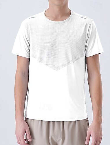  Herre Performance skjorte Sport-T-shirt Kortærmet Rund hals Toppe Udendørs Hurtigtørrende Svedreducerende lugtdæmpende Åndbart Polyester Sort Hvid Blå Tennis Golf Løb