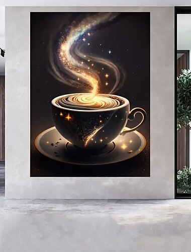  1 poster su tela senza cornice con tazza da tè, stampa artistica moderna adatta per la decorazione di camera da letto e soggiorno senza cornice