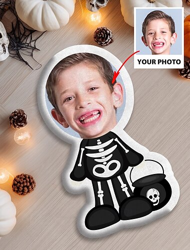  Cuscino Personalizzato con Faccia di Halloween Cuscino con Foto Minime Cuscino Umanoidale Divertente Regalo di Anniversario per Lui e Lei Mini Me Giocattolo