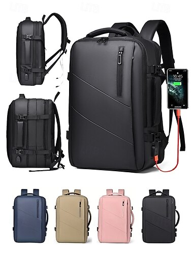  Férfi bővíthető, vízálló üzleti hátizsák – karcálló utazó laptoptáska USB töltőporttal, minimalista dizájnnal és nagy kapacitással munkába, egyetemre vagy napi ingázásra.