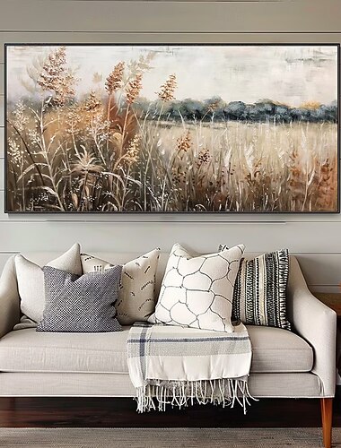  Picturi în ulei pe pânză cu stuf de toamnă, lucrate manual de mintura, decorațiuni de perete, peisaj floral abstract modern, imagine pentru decor de casă, pictură laminată, fără ramă, neîntinsă