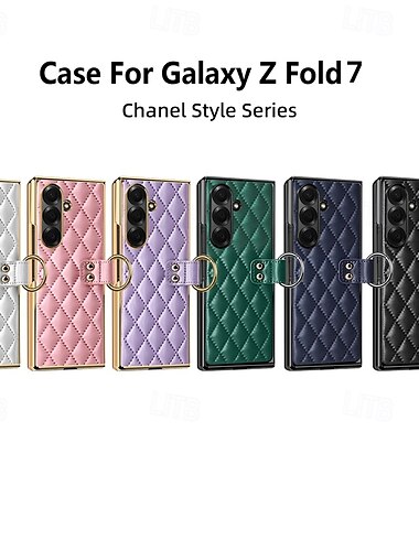  telefon Kılıf Na Samsung Galaxy Złóż 7 Złóż 6 Z Fold 5 Z Fold 4 Z Fold 3 Osłona tylna Uchwyt pierścieniowy Ochrona całego ciała Retro TPU Skóra PU