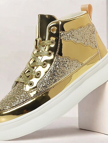  Homens Botas Caminhada Casual Pele PU Confortável Antiderrapante Respirável Botas / Botins Com Cadarço Prateado Dourado Verão Primavera