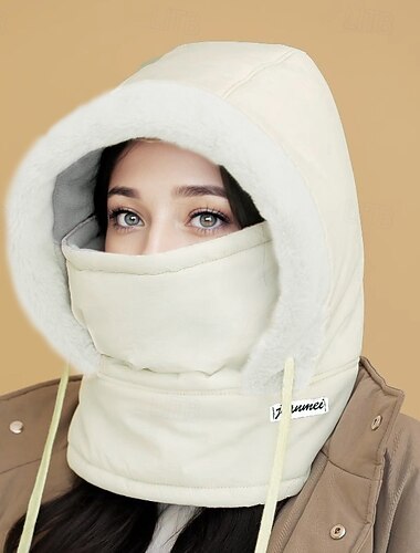  Gorro de poliéster con forro polar cálido de invierno - 1 pieza de tejido de punto a prueba de frío y viento para montar al aire libre para hombres y mujeres