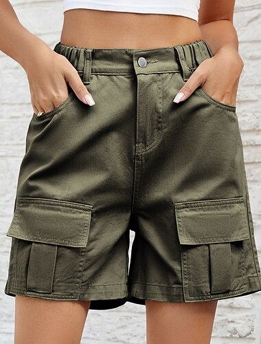 Per donna Pantaloni Cargo Shorts Pantaloni Eleganti Streetwear Casual Corto Naturale Semplice Tasca Elastico in vita Confortevole All'aperto Vacanza Uscire Nero Verde militare Blu Cachi Primavera