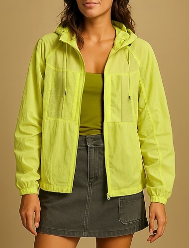  Dame Vindtett jakke Softshell jakke Turjakke Utendørs Hurtigtørkende Lettvekt Pustende Turantrekk Turklær Sommer Vår Jakke Klatring Camping / fotturer / grotting Løp Helfarge Rosa Militærgrønn