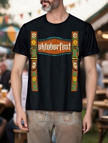 T-shirt Lederhosen Anime 3D Bavarois street style Tee-shirt Graphique pour Homme Femmes Adulte Impression 3D  pour Oktoberfest Mascarade Vacances Décontracté Quotidien
