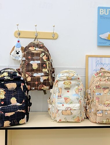  Zaino kawaii per ragazze con stampa di cibo e orsi – Zaino scolastico per studenti adolescenti, scuola media e uso quotidiano