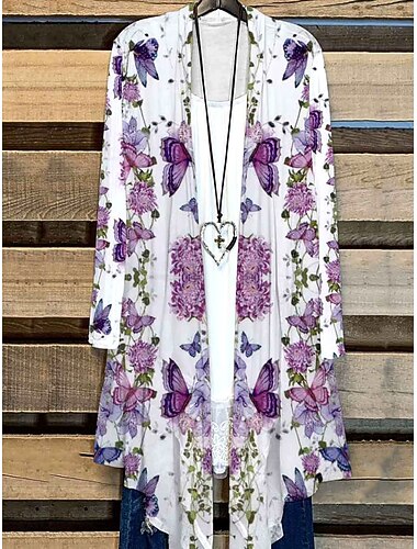  Damen Hemd Ombre Blumen Grafik Elegant Stilvoll Basic Langarm V Ausschnitt Normale Oberteile Täglich Leicht Braun Violett Khaki Sommer Frühling