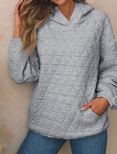  Femmes Sweat à capuche Uni Streetwear Occasionnel Confortable manche longue À capuche Hauts Réguliers Rue Fête Sortir Noir Blanche Gris Automne