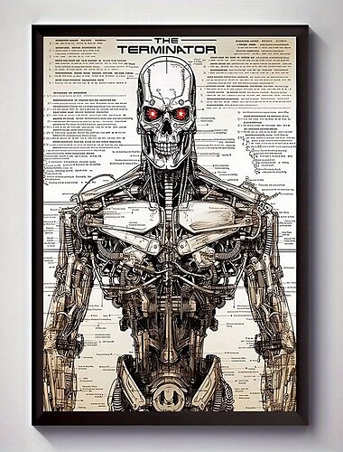  Stampa su tela moderna monocromatica 1 pezzo Terminator, senza cornice, decorazione da parete fantascientifica con illustrazione dettagliata di robot - regalo perfetto impermeabile e decorazione per