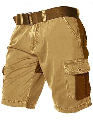  Homens Bermuda Cargo Calção Patchwork Bolso multi Bloco de cor Vestível Curto Casual Diário Feriado Moda Clássico Preto Verde