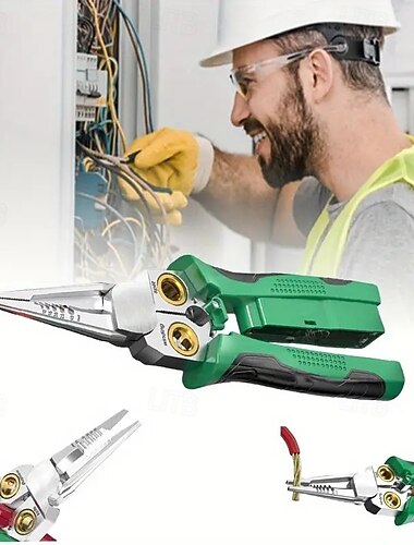  Spelafili elettrici 8 in 1 con tester di tensione - pinza multifunzione &cesoie da taglio, utensile a crimpare durevole per riparazioni domestiche