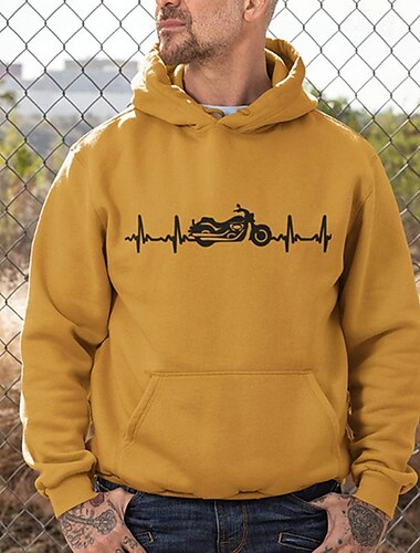  Men's Hoodie White Yellow Red Blue Green Hooded Motorcycle Pocket Print Sports & Outdoor Daily Holiday Polyester Streetwear Basic Casual Spring Fall Clothing Apparel Hoodies Sweatshirts