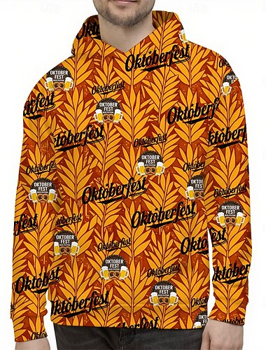  Oktoberfest Bière Bretzel Sweat à capuche Pull Bavarois Munich Allemand Graphique Pour Homme Adulte Carnaval Oktoberfest Impression 3D Soirée Décontracté Quotidien