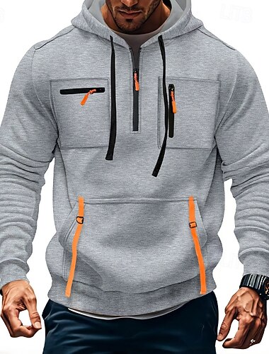  Pánské Kapuce Mikina se zipem na čtvrtletí Taktická mikina s kapucí Černá Armádní zelená Námořnická modř Khaki Světle šedá Kapuce Bez vzoru Kapsy Sporty a outdoor Ležérní Denní Šik ven Chladn