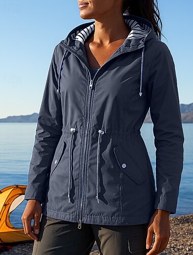  Damen Regenmantel Außen Wasserdicht Winddicht Wanderoutfits Wanderbekleidung Winter Herbst Oberteil Camping / Wandern / Höhlenforschung Laufen Einfarbig Schwarz Rot Blau