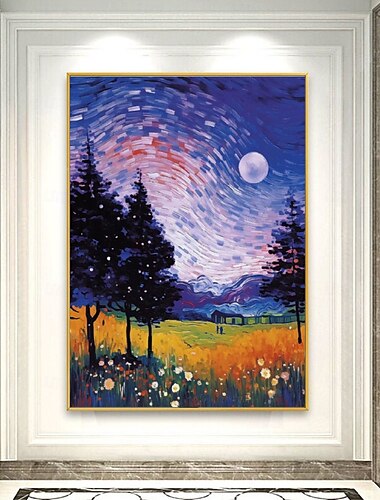  Handgefertigtes Ölgemälde auf Leinwand, Wandkunst, Dekoration, abstraktes Messergemälde, Landschaft, Landschaft, für die Heimdekoration, gerolltes, rahmenloses, ungedehntes Gemälde