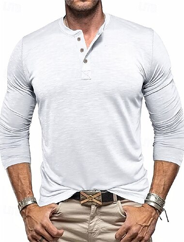  Bărbați Πουκάμισο πεζοπορίας Top de drumeție Cămașă Henley Manșon Lung Tricou Tee Topuri În aer liber Ușor Respirabil Sfert de fermoar Poliester Negru Alb Bleumarin Tenis Golf Alergat