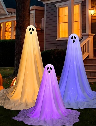  1 個のスタンディングゴースト伸縮ポール 85-165cm ハロウィン 屋内と屋外の中庭の芝生の小道テラスパーティー 恐ろしく不気味な雰囲気の装飾ライト