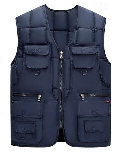  Pánské Venkovní vesta S vycpávkou Taktická bunda Outdoorové sporty Ležérní Rybářská Outdoor a turistika Aktivní Na běžné nošení Jaro Podzim Multi kapsa Vícevrstvé Polyester Taktická Zip Námořnick