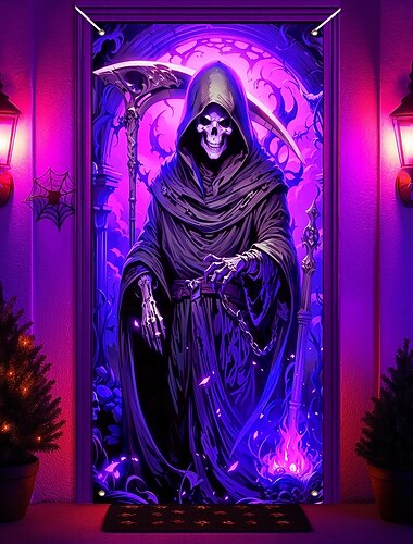  Cubiertas de puerta con luz negra para Halloween, tapiz de puerta, cortina de puerta, decoración, fondo, pancarta para puerta de entrada, casa de campo, fiesta, decoración interior y exterior,