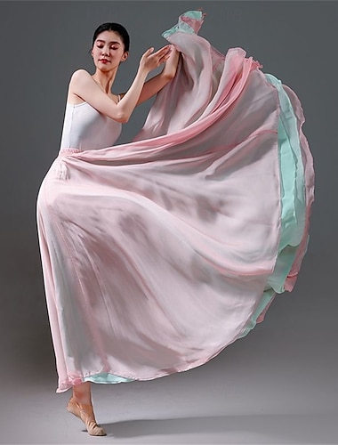  Feeërieke lyrische dansrok voor dames, dubbelzijdige moderne ballet swingrokken, dansjurk voor performancefotografie