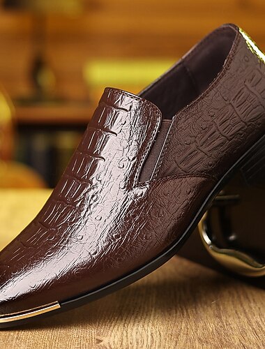  mocassini da uomo in similpelle marrone con stampa coccodrillo – scarpe eleganti slip-on lucide per uomini d'affari, cocktail party e cene formali