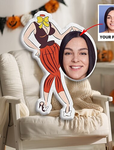  Cuscino Personalizzato con Faccia di Halloween Cuscino con Foto Minime Cuscino Umanoidale Divertente Regalo di Anniversario per Lui e Lei Mini Me Giocattolo