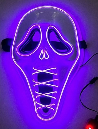  Horror Eng spookgezicht Masker LED-masker Schreeuw Gloed in het donker Led-verlichting Integraalhelm Volwassenen Voor heren Dames Uniseks Halloween Carnaval Feest Prestatie Maskerade Gemakkelijke
