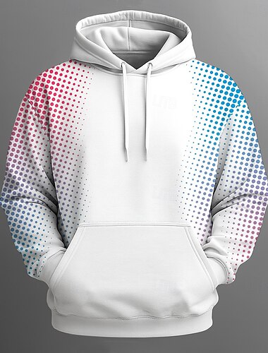  Homens Geométrica Moletons Moletom Moletom Moletom com capuz Gola Redonda Moda Impressão 3D Feriado Streetwear Preto Branco Com Cordão 3D Outono Inverno Designer