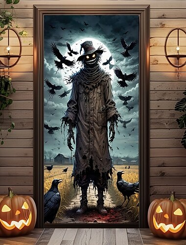  Καλύμματα πόρτας για το Halloween, ταπισερί πόρτας, διακόσμηση κουρτίνας πόρτας, φόντο, πανό πόρτας για μπροστινή πόρτα, αγροικία, πάρτι διακοπών, εσωτερική και εξωτερική διακόσμηση, είδη