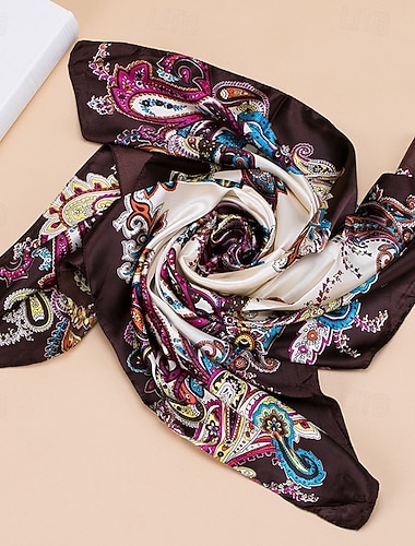  Per donna Sciarpa quadrata Streetwear Quotidiano Data Vino Blu Sciarpa Stampa Fiore