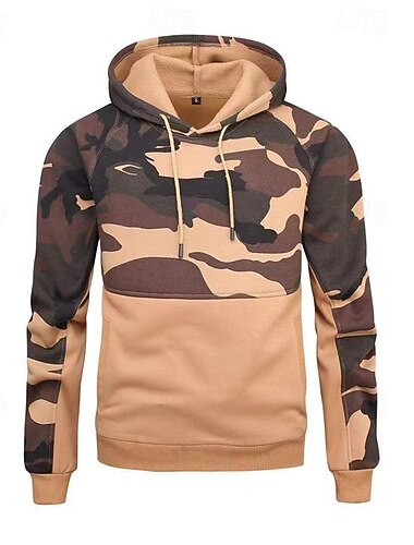  Per uomo Felpa con cappuccio Felpa con cappuccio e zip corta Nero Verde Cachi Con Cappuccio Mimetico Tasca Sport & Outdoor Quotidiano Ferie Poliestere Streetwear Essenziale Casual Primavera Autunno