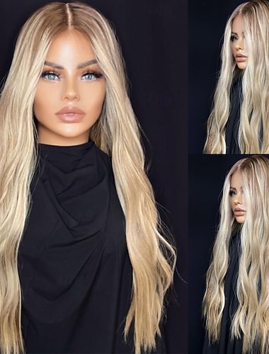  Unbehandeltes Echthaar 5x5 Verschluss 13x4 Spitzenfront Perücke Mittelscheitel Brasilianisches Haar Gewellt Blond Mehrfarbig Perücke 130% 150% Haardichte Ombre-Haar Hervorgehobenes / Balayage-Haar