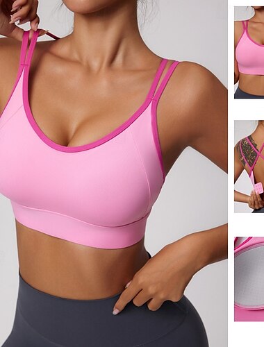  Per donna Reggiseni sportivi con spalline Intimo / Maglia Intima Supporto medio Traspirante Senza fili Imbottito Colore Solido / Tinta Unita Sport Abbigliamento sportivo Nero Rosa Palestra Fitness